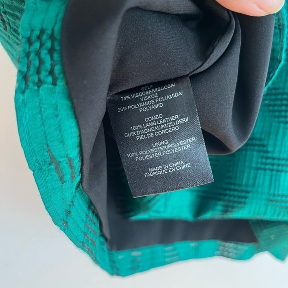 Tibi Green & Black Top w/ Leather Trim Sleeveless top - Picture 5 of 5